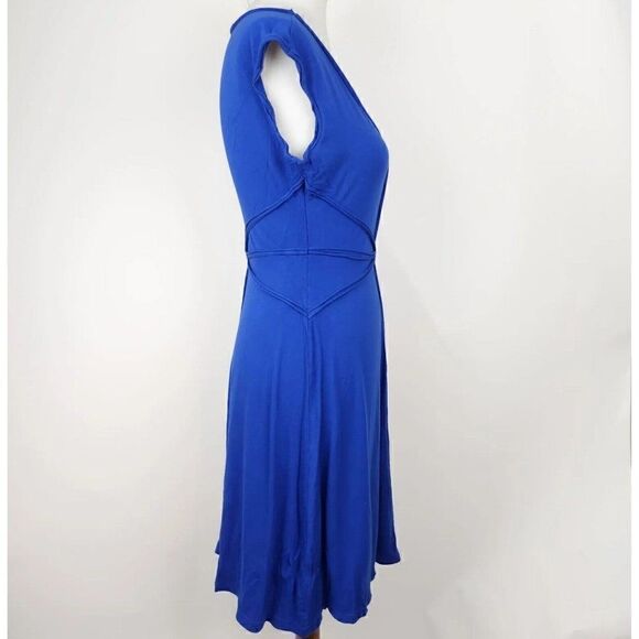 Max Studio Fit & Flare Dress Blue Knit Viscose Sleeveless Pullover Womens Small - Picture 3 of 5